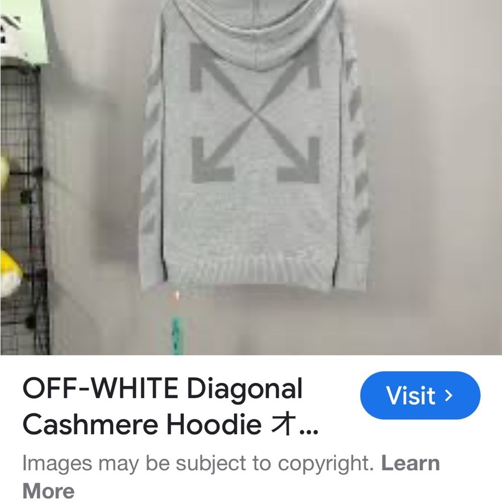 Off-White Gray Zip-Up Sweater with Arrow Motif - 100% cashmere